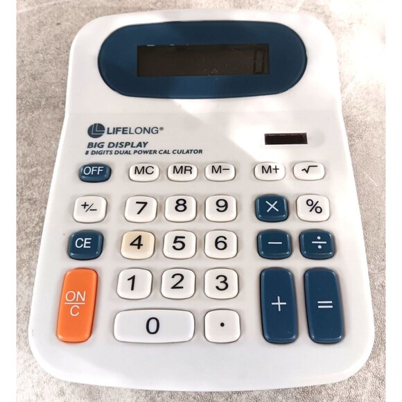 Lifelong Big Display & Digits Dual Power Calculator White Vintage - Picture 1 of 5
